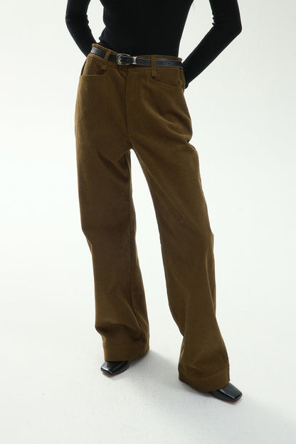 Cotton blend straight-leg corduroy pants