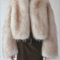 Faux fur ombre effect voluminous cropped jacket