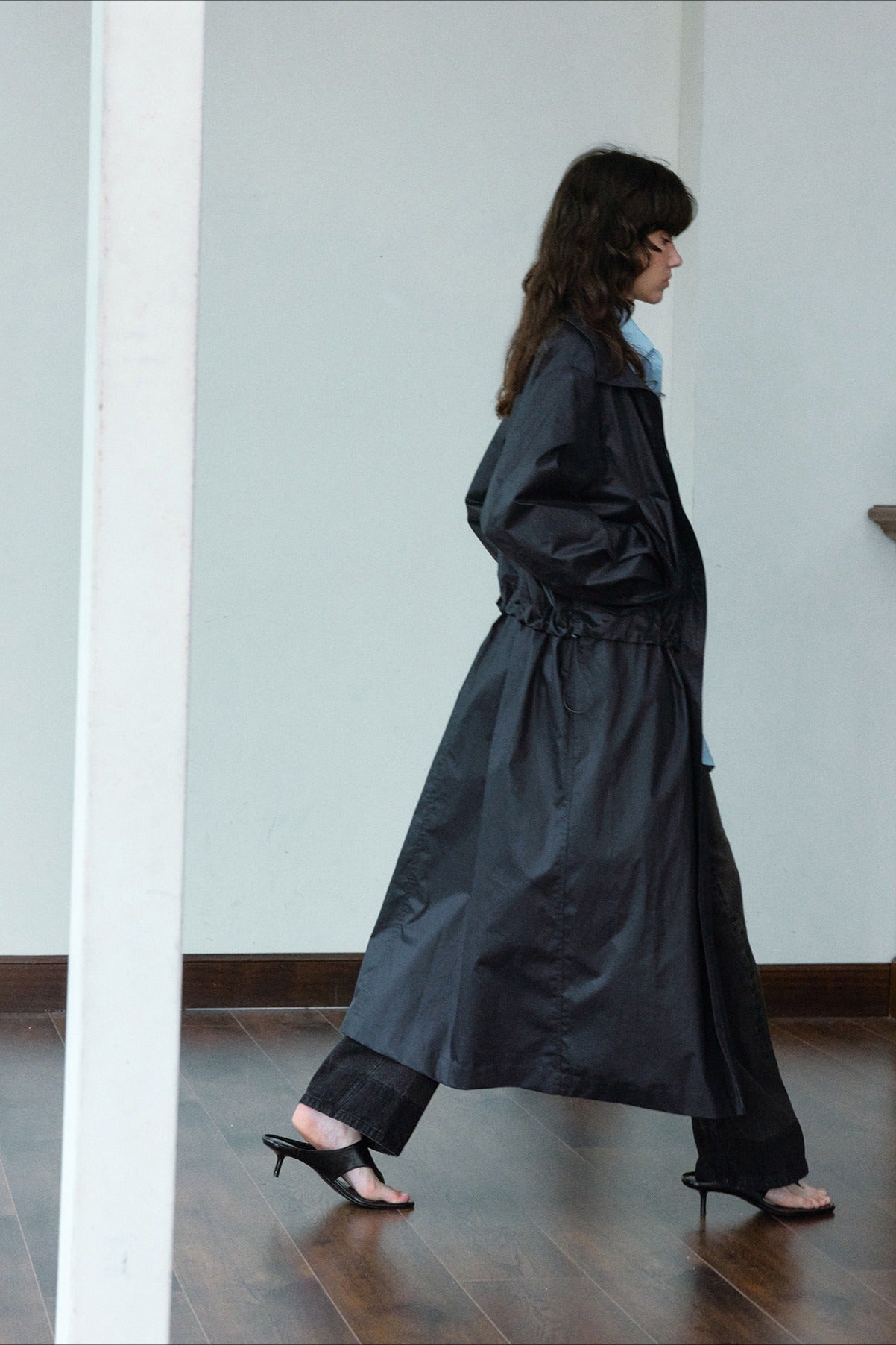 Cotton textured fabric relaxed fit trench coat | 2 color