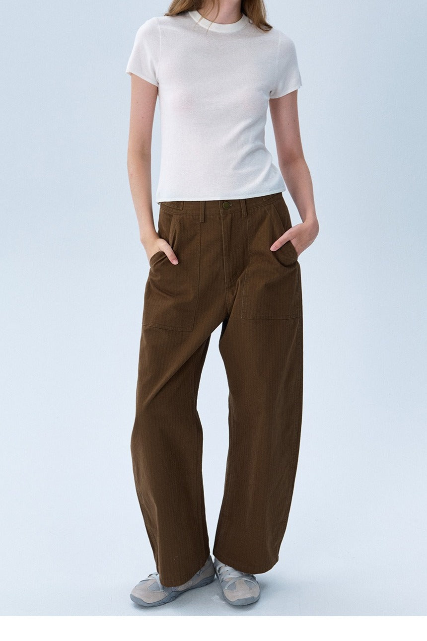 High‑rise cotton pants | 4 color