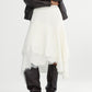 Lyocell irregular hem lace insets A-line skirt | 2 color