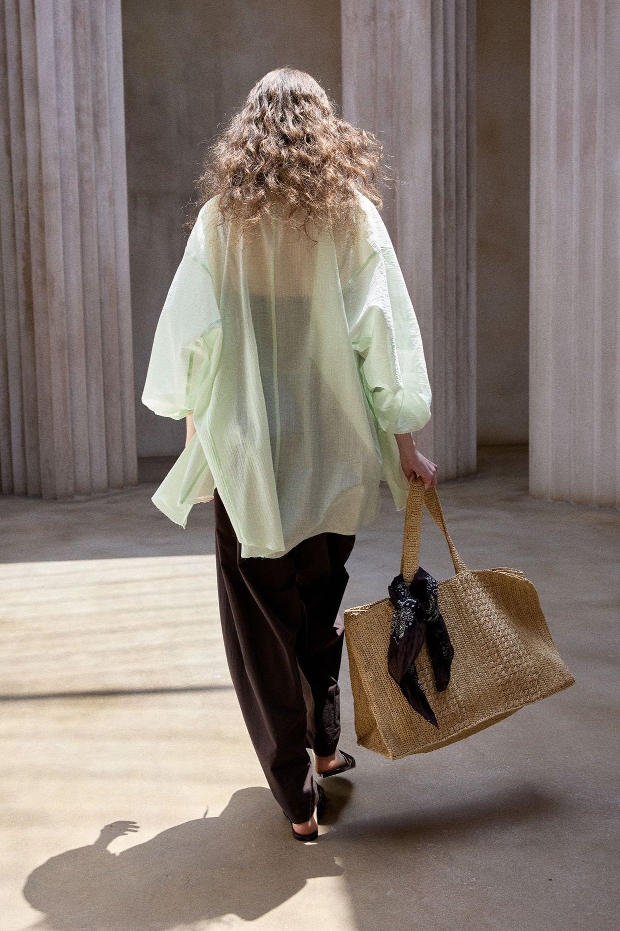 Cotton blend textured and sheer loose shirt | 3 color