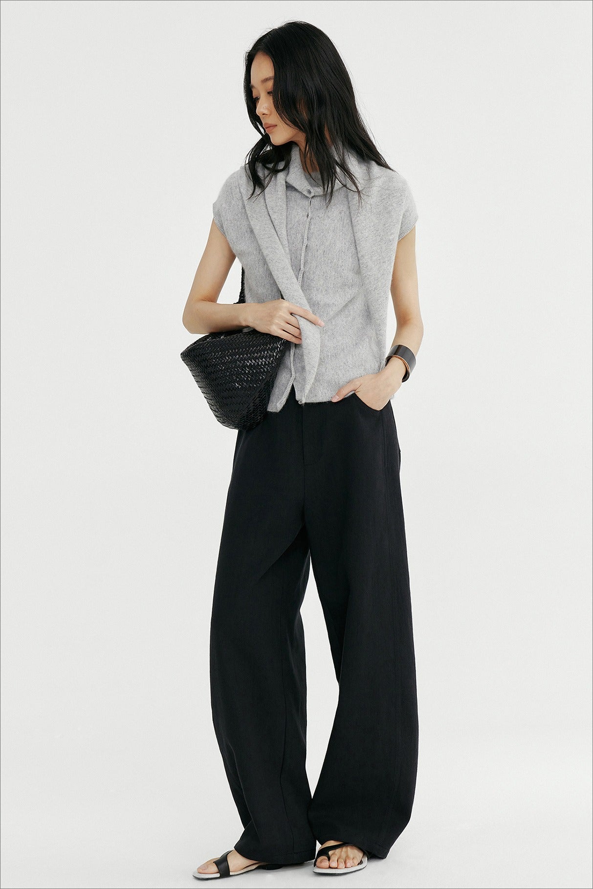 Wool containing lightweight soft knit top and scarf | 3 color