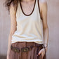 Cotton blend elastic color contrast tank top | 3 color