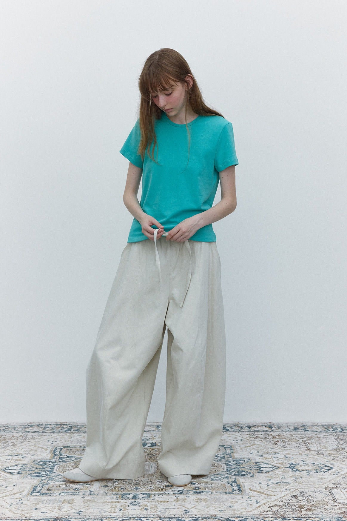 Lyocell-cotton lantern shape relaxed-fit pants | 6 color