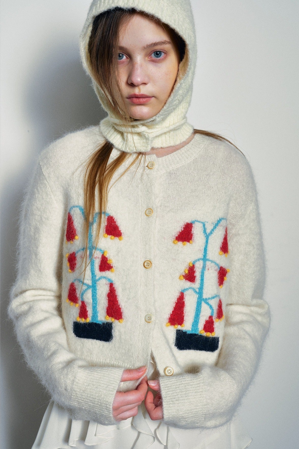 Alpaca blend embroidered cardigan | 4 color