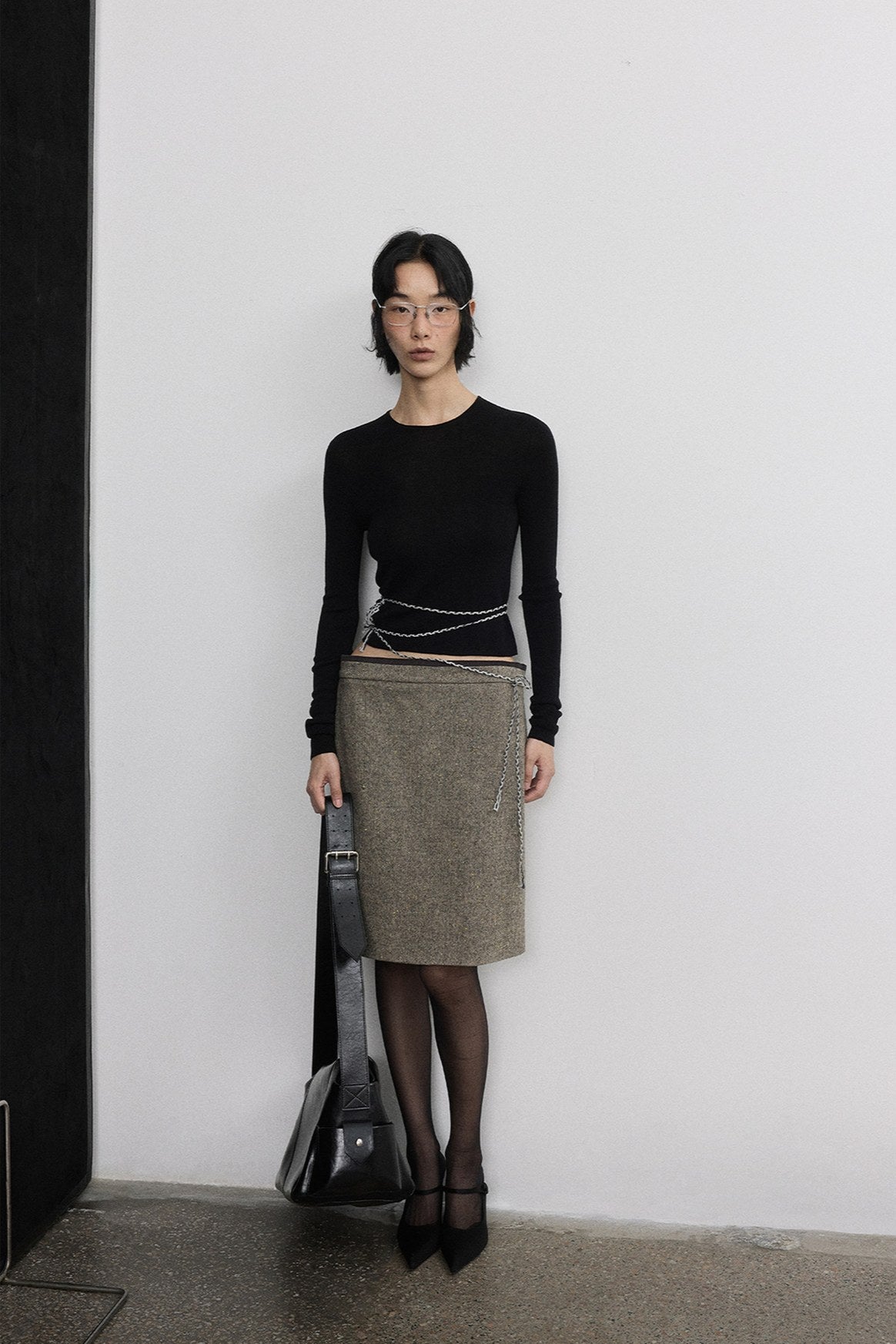 Sheep wool blend retro-inspired corduroy skirt | 2 color