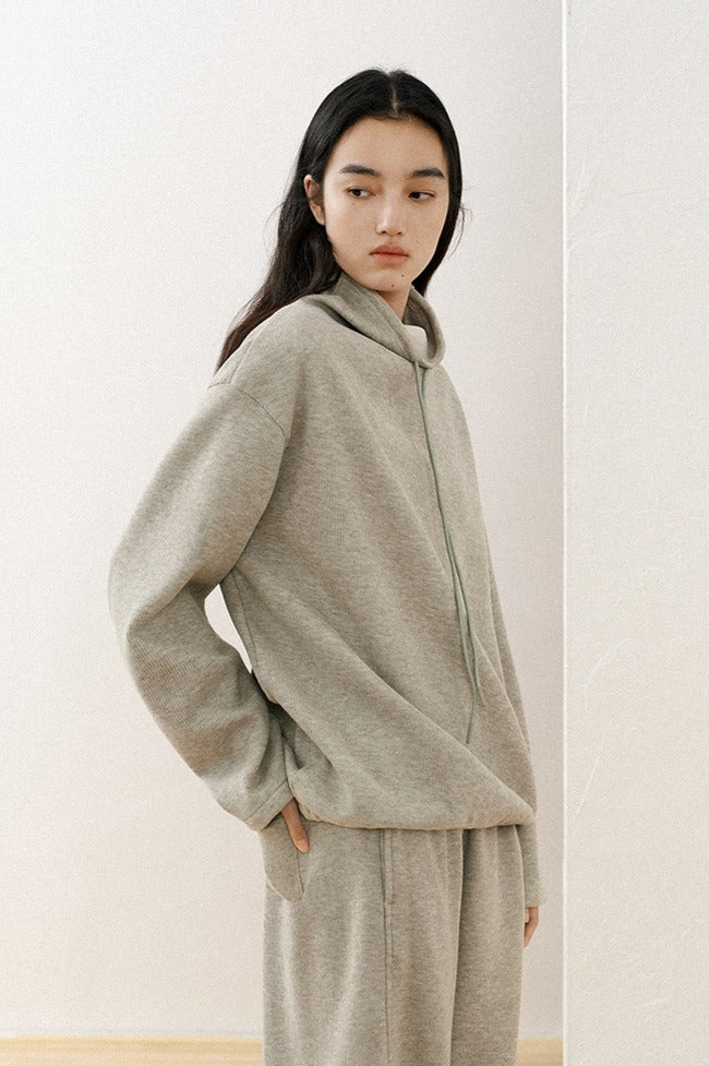 Minimalist high-collar fleece hoodie | 2 color