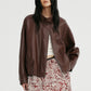 Matte-finish cropped PU jacket | 2 color