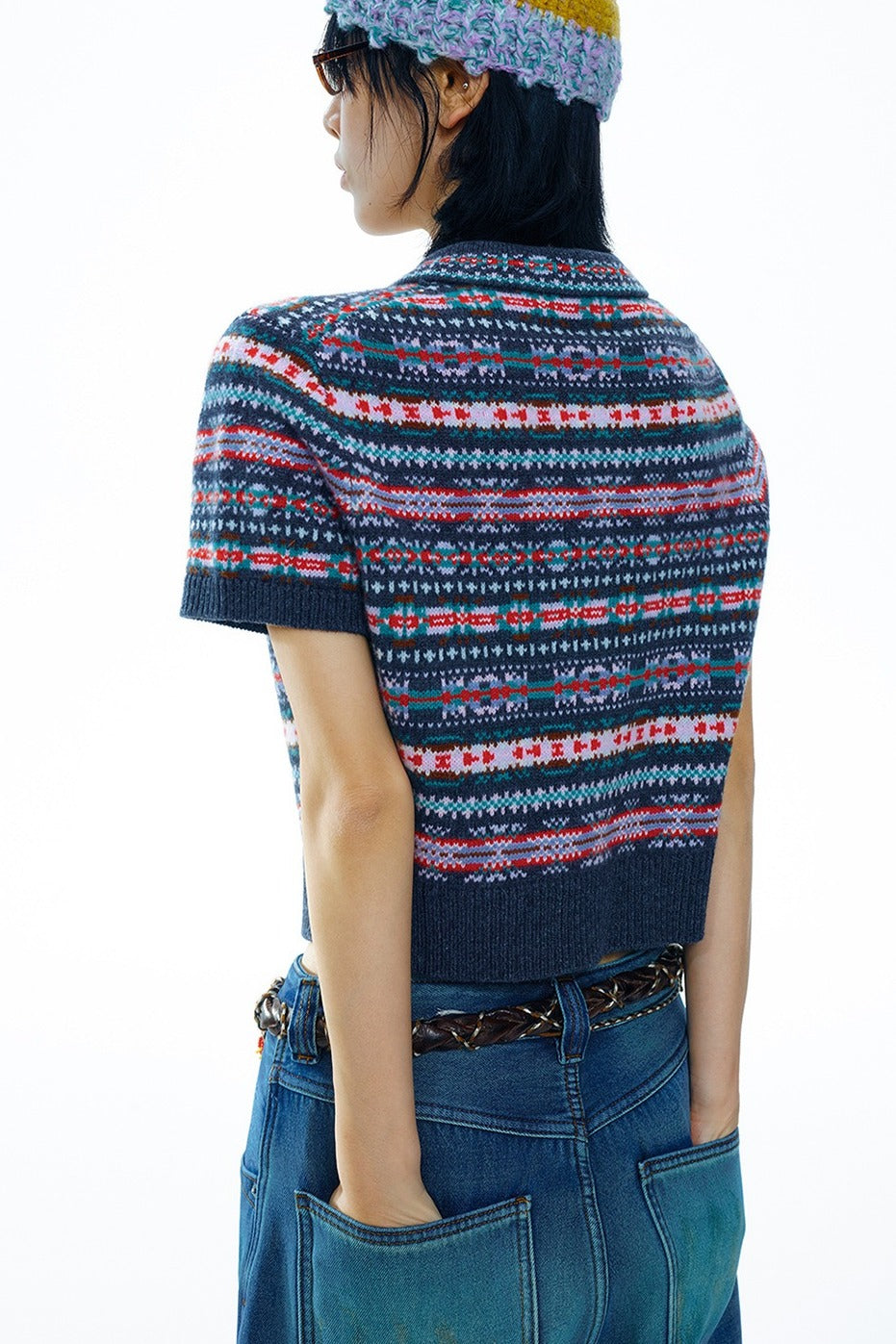 Wool riched vintage charm Fair-isle cardigan | 2 color