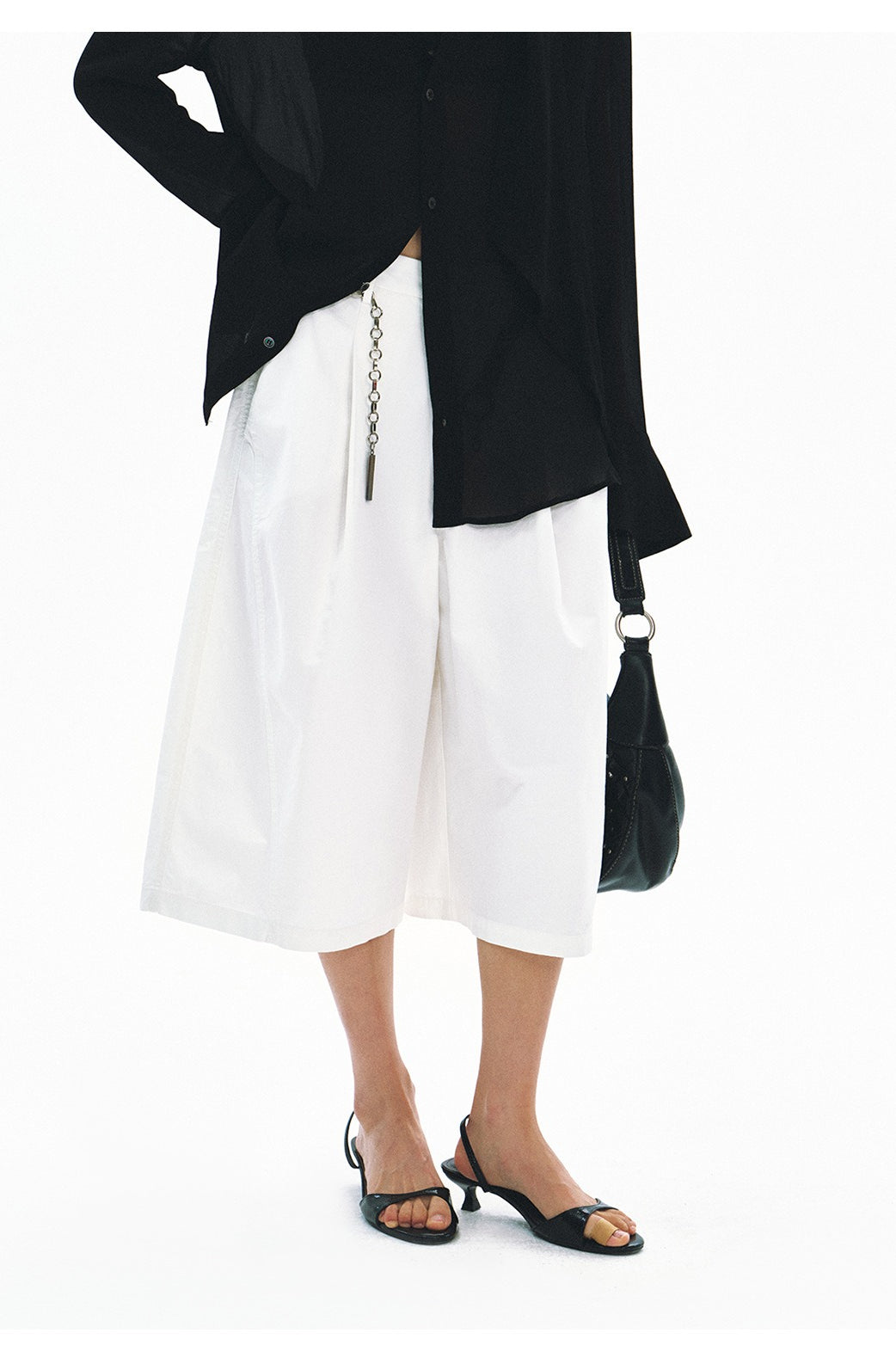 Cotton-blend cocoon balloon cropped pants | 2 color