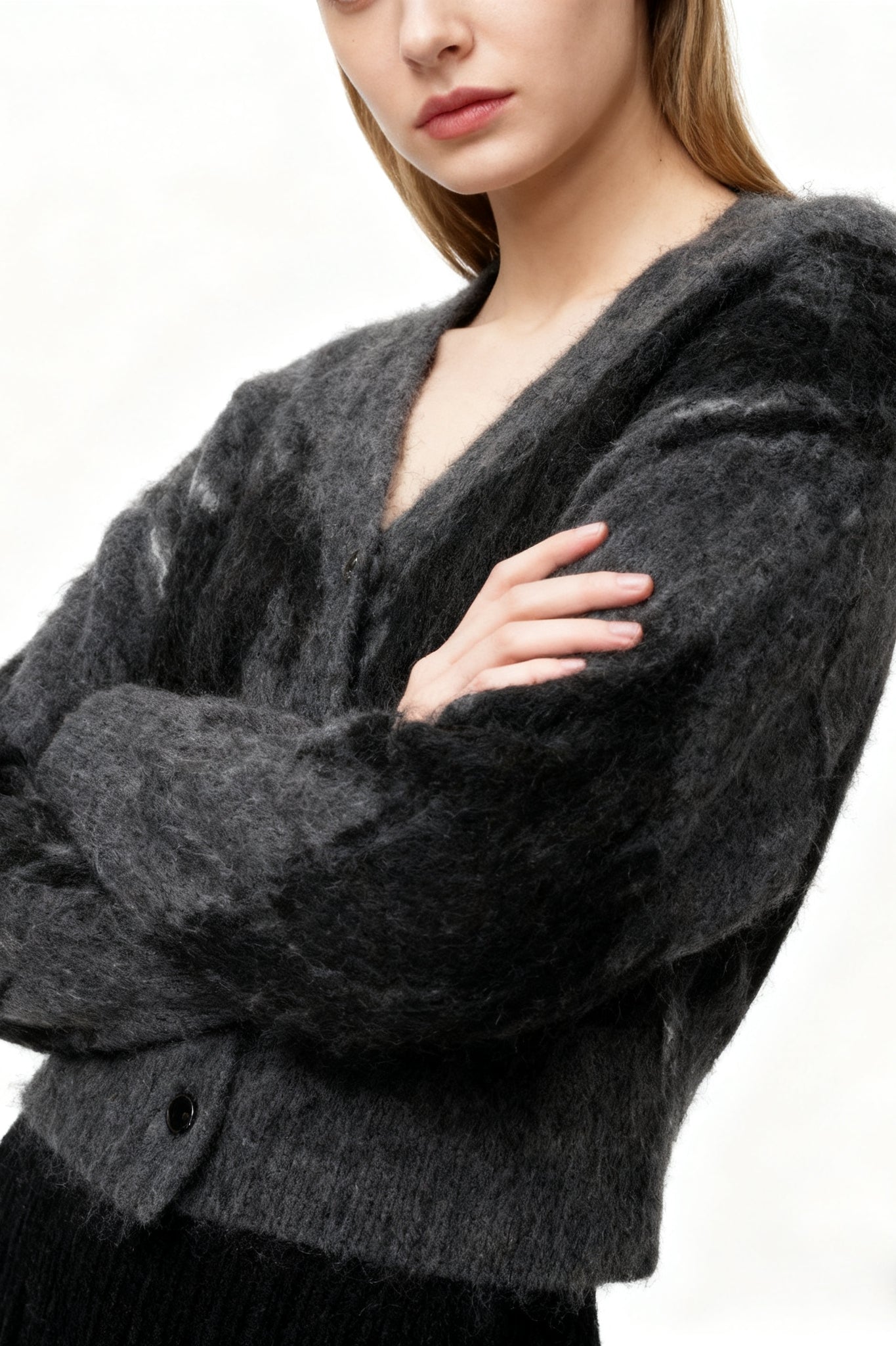 Alpaca blend V-neck casual cardigan | 3 color