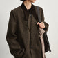 Wool blend loose-fit contrasting design jacket | 2 color