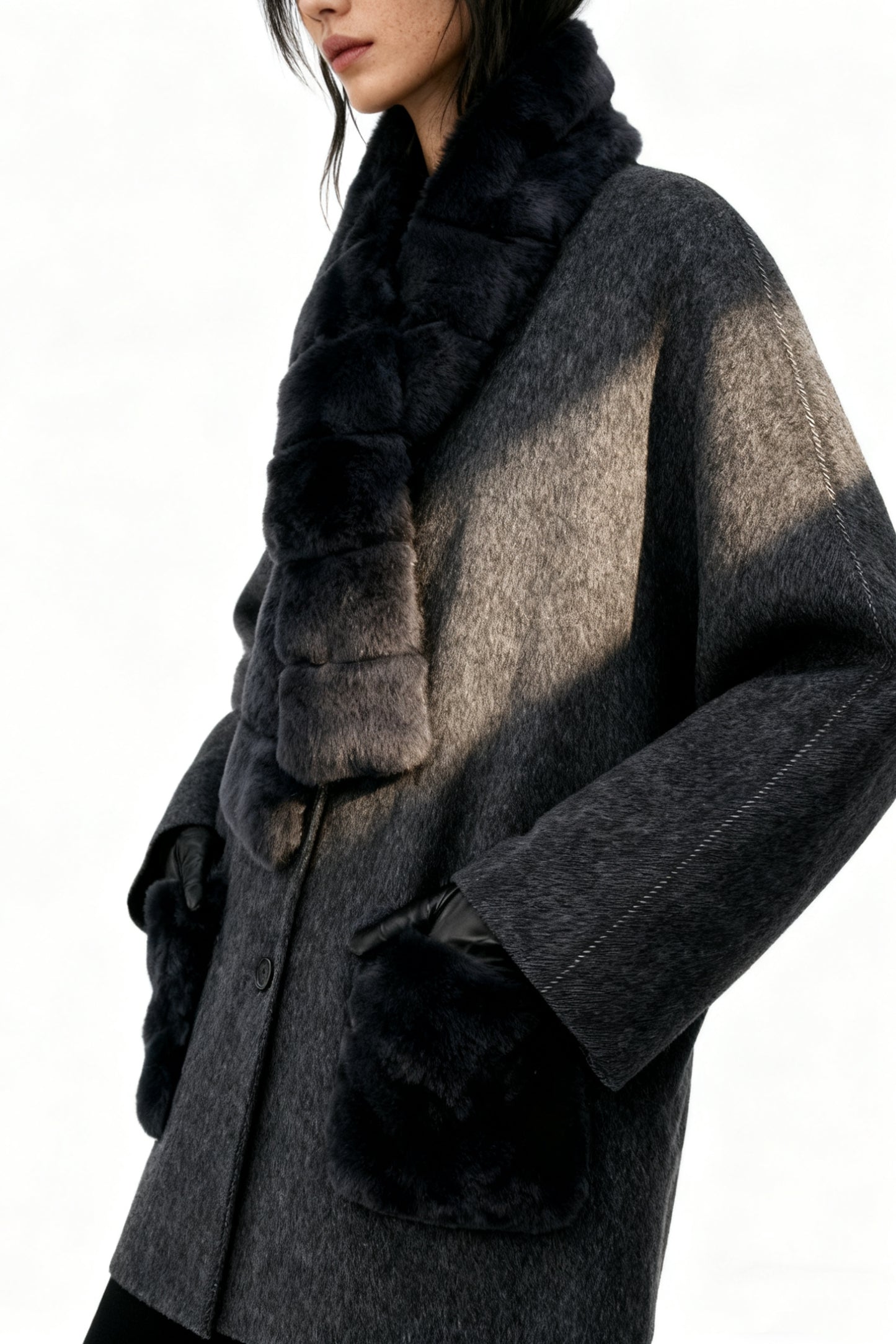 Abrigo midi de tejido de doble faz de mezcla de lana | 2 colores