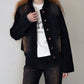 Vintage velvet-texture workwear denim jacket | 2 color
