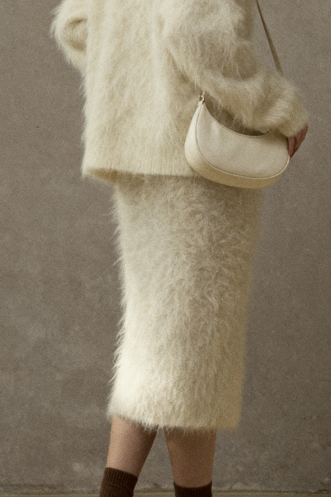 Falda elástica y esponjosa de mezcla de alpaca | 3 colores