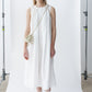 Lyocell blend pleated neck sleeveless dress | 3 color