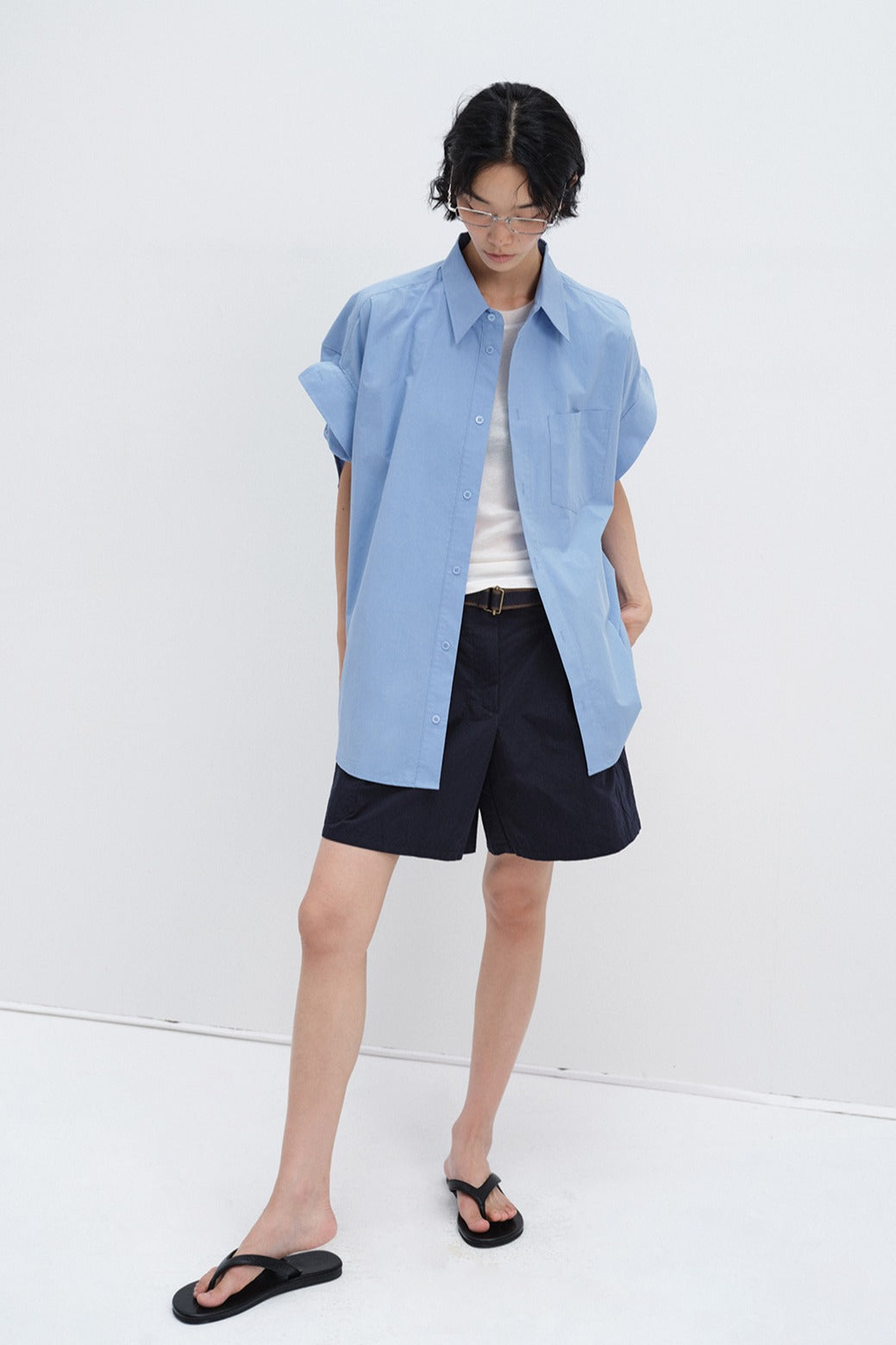 100% cotton chic shirt with rolled-up sleeves | 4 color