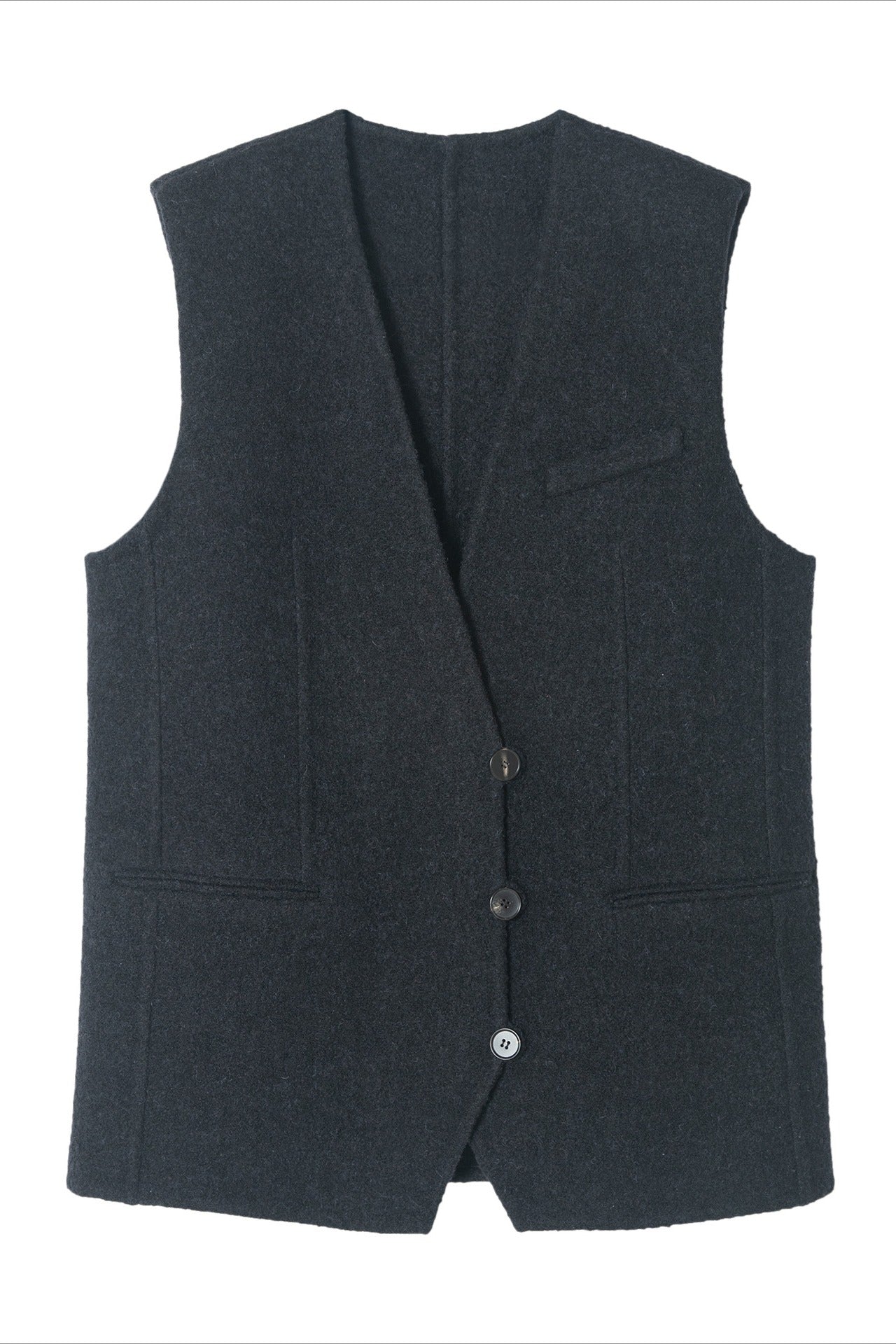 Wool riched shoulder-padded vest | 2 color