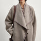 Wool-silk-alpaca relaxed fit large lapel jacket | 2 color
