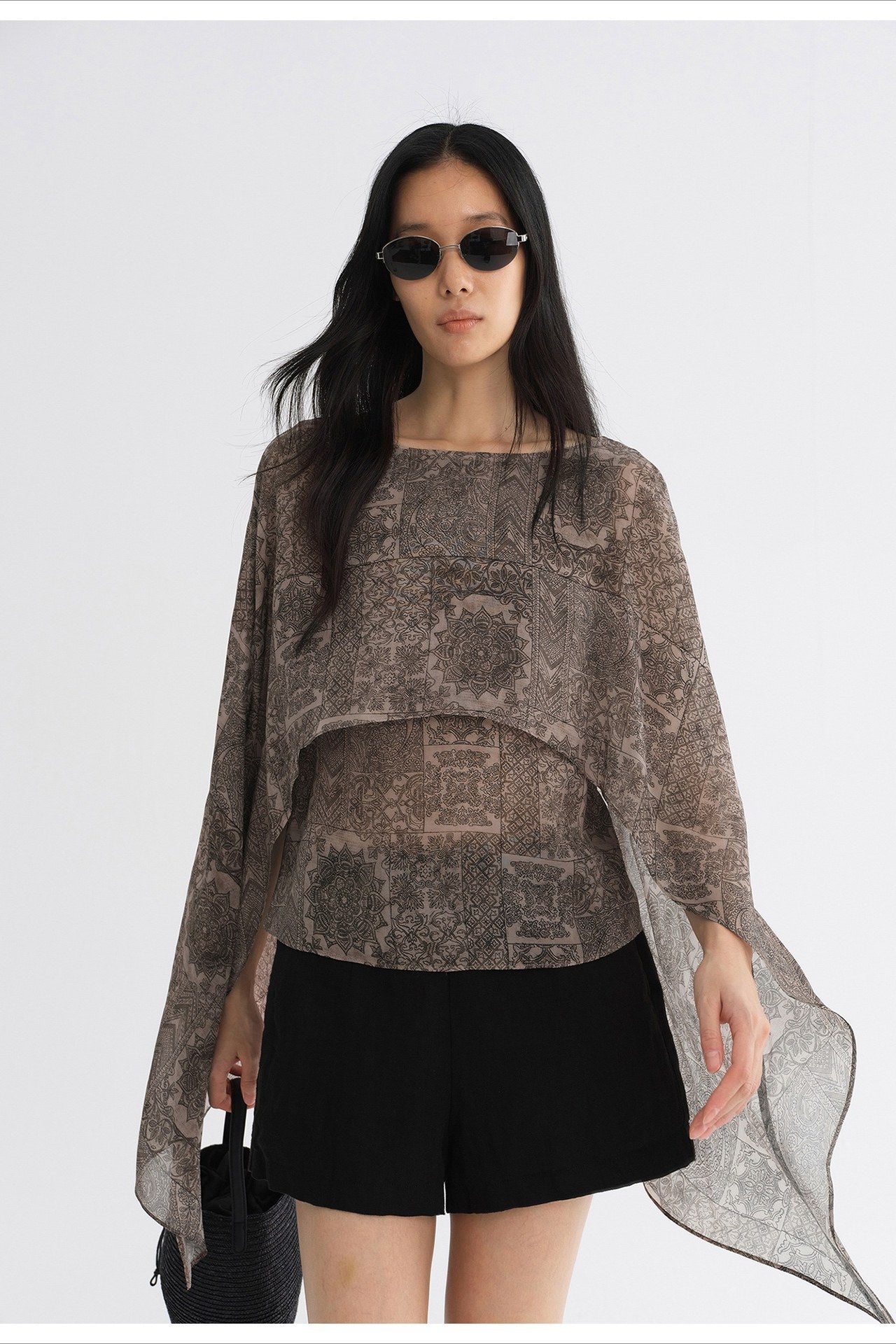 100% cupro cape-style blouse