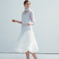 100% cotton elastic waist voluminous hem midi skirt | 2 color