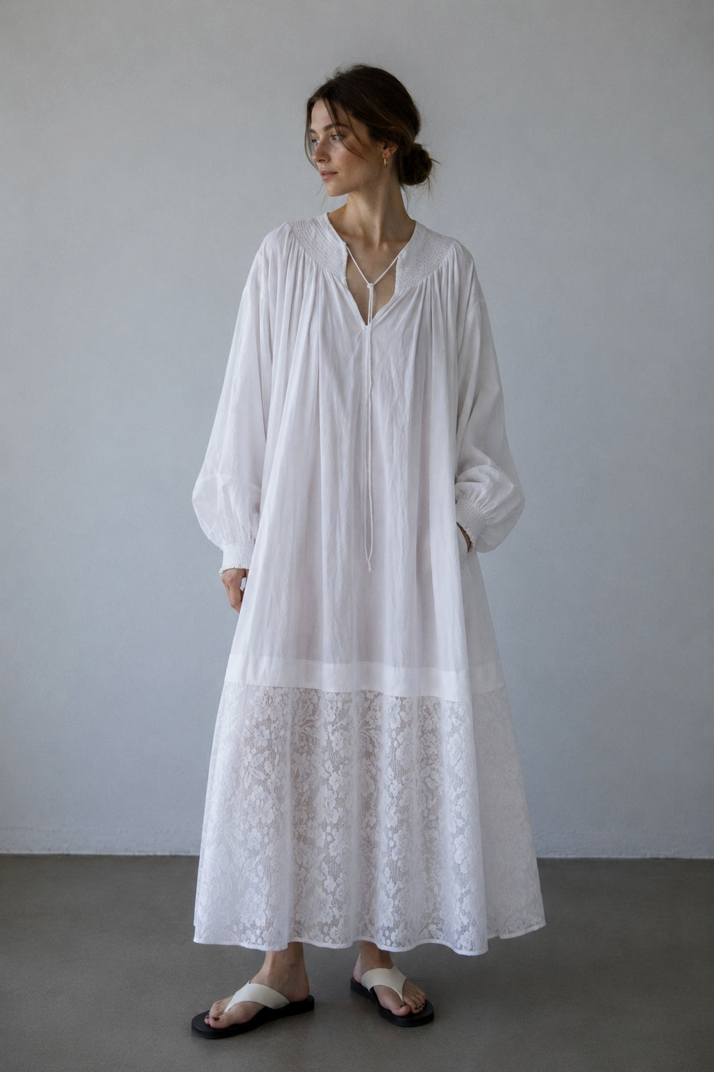 100% cotton lace trim dress