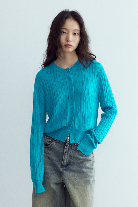 Wool containing sift marked pattern cardigan | 6 color