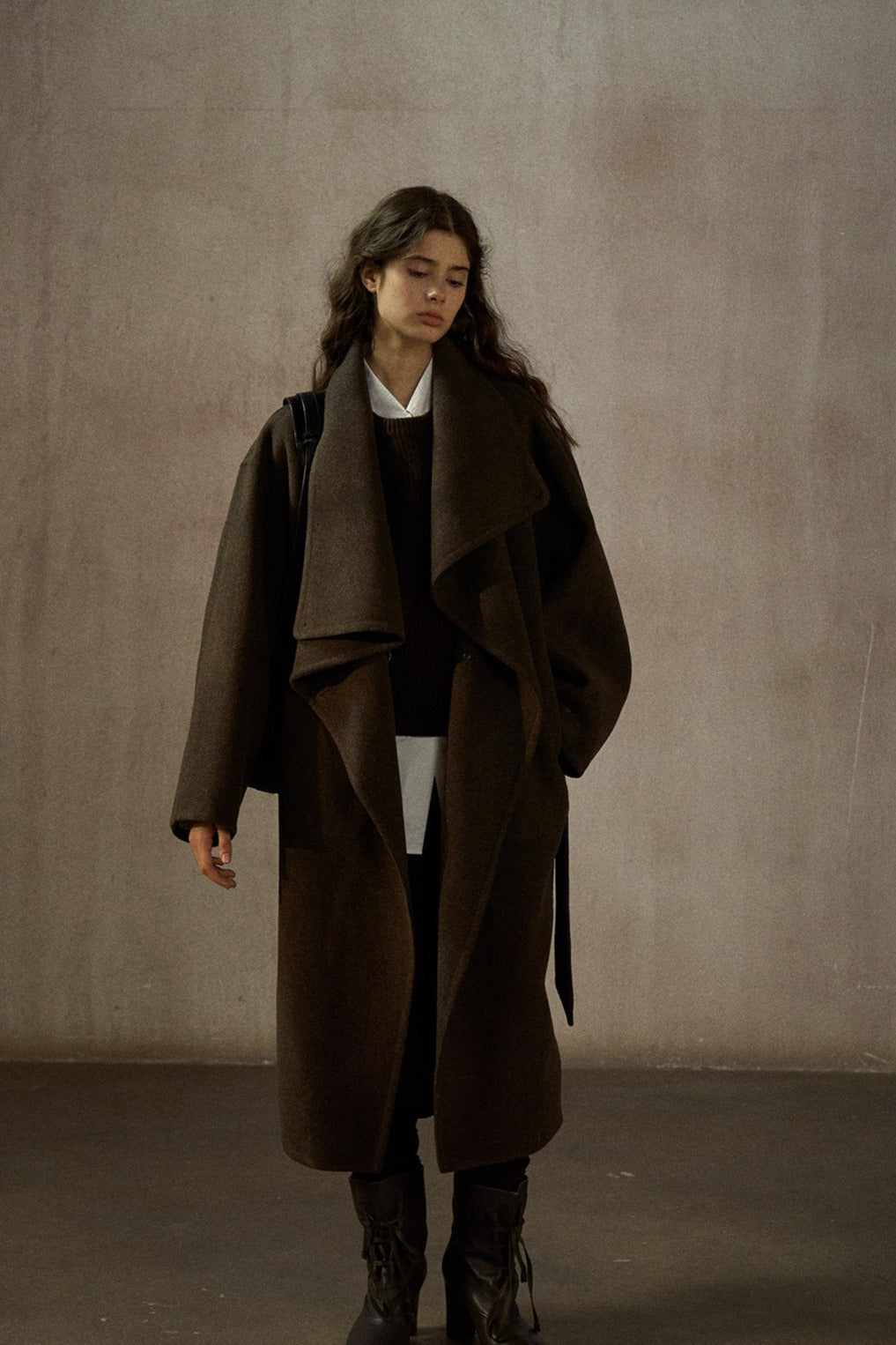 100% wool irregular collar overcoat | 2 color