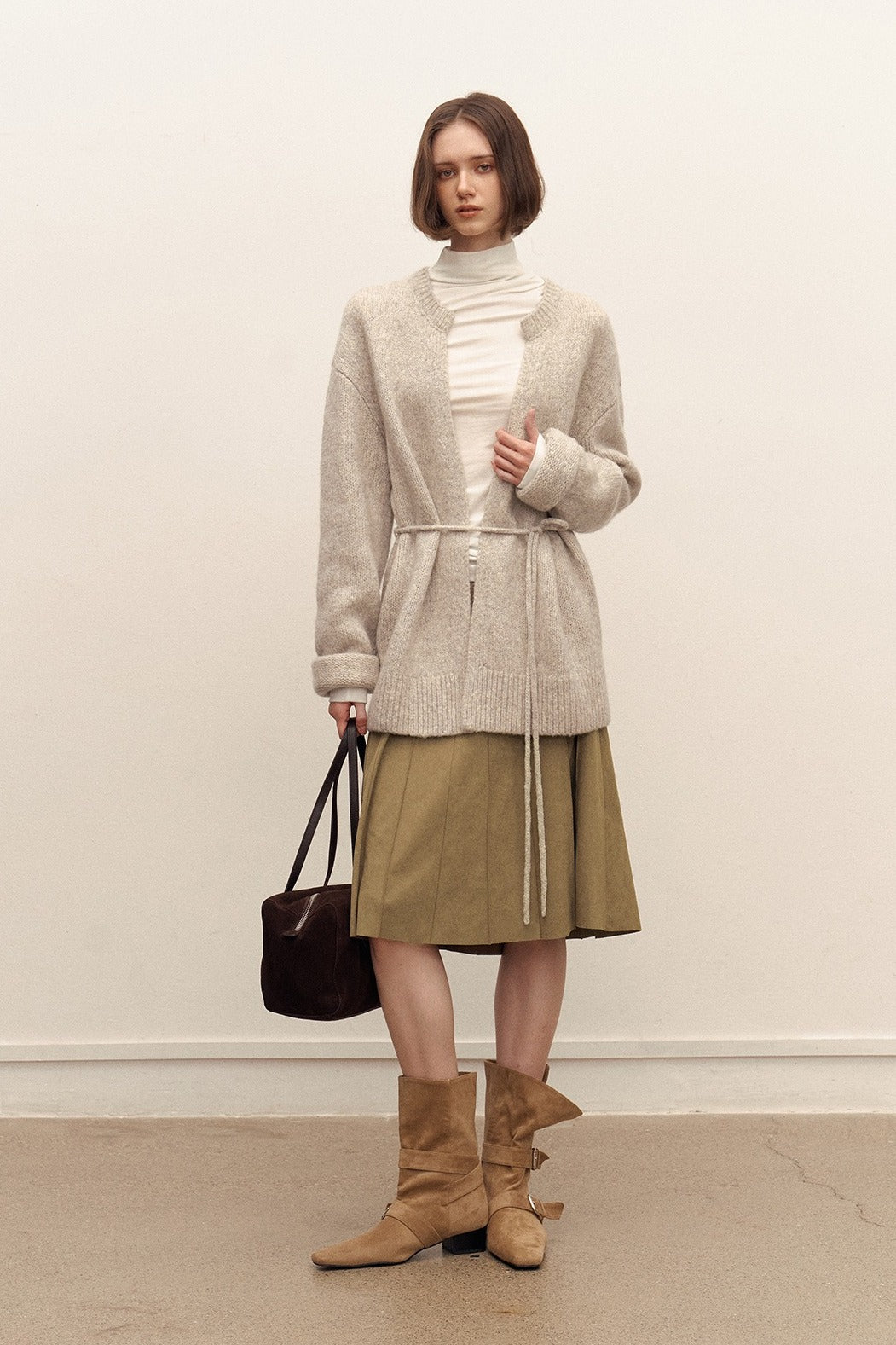 Relaxed wool-blend knit cardigan coat | 3 color