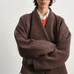 Wool-silk-alpaca relaxed fit large lapel jacket | 2 color