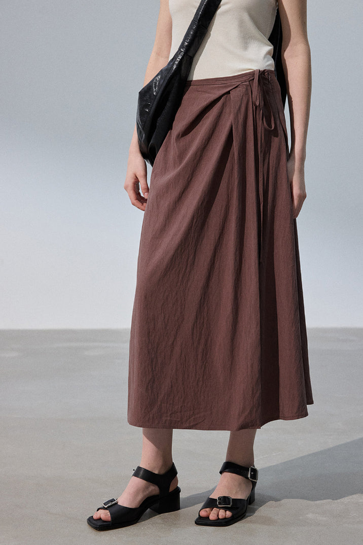 Lyocell blend wrap-around skirt | 4 color