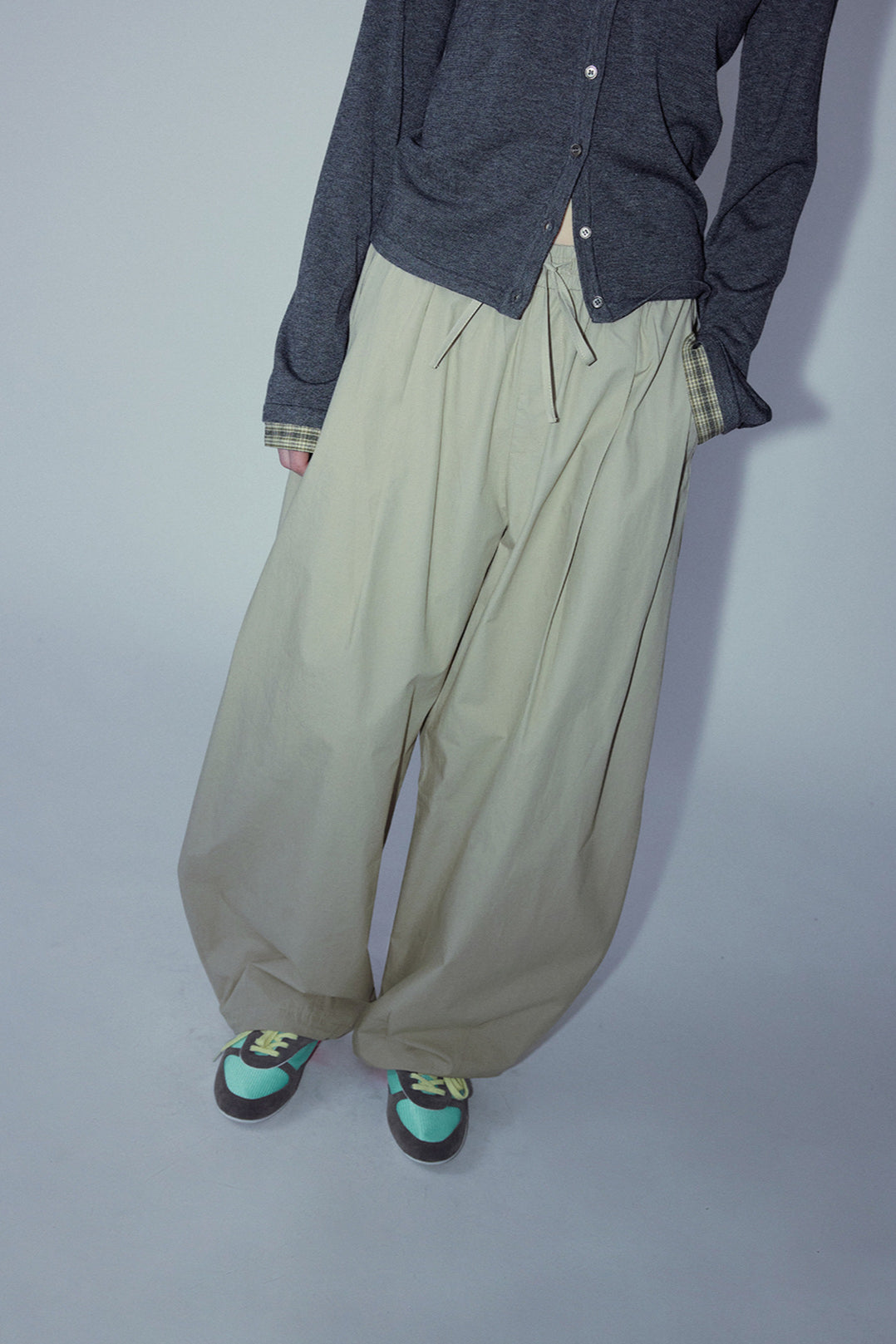 100% cotton balloon silhouette casual pants | 4 color