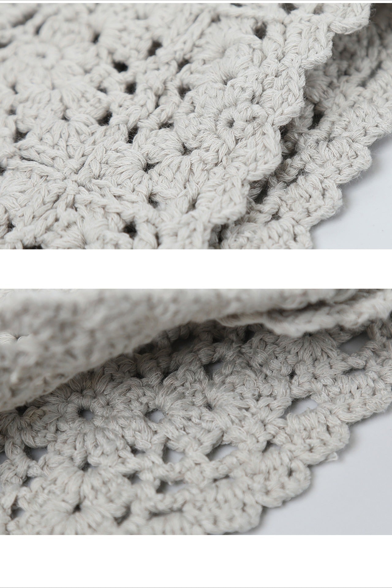 Cotton blend Hand-crocheted lace panels vest | 2 color