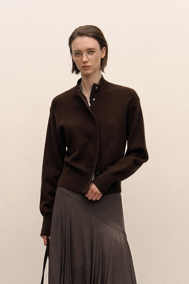 Refined wool blend silhouetted cardigan | 3 color