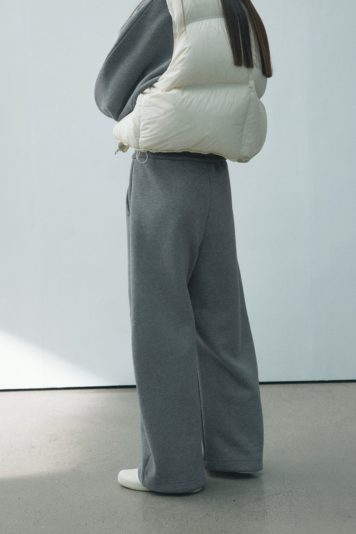 Cotton blend cocoon-shaped cozy fleece lining sweatpants | 3 color