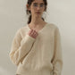 Sheep wool blend yak hair soft basic V-neck sweater | 3 color