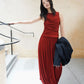 Asymmetric pleated drape tank dress | 3 color