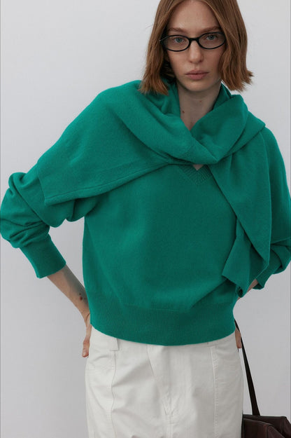 100% wool loose fit v-neck sweater | 2 color