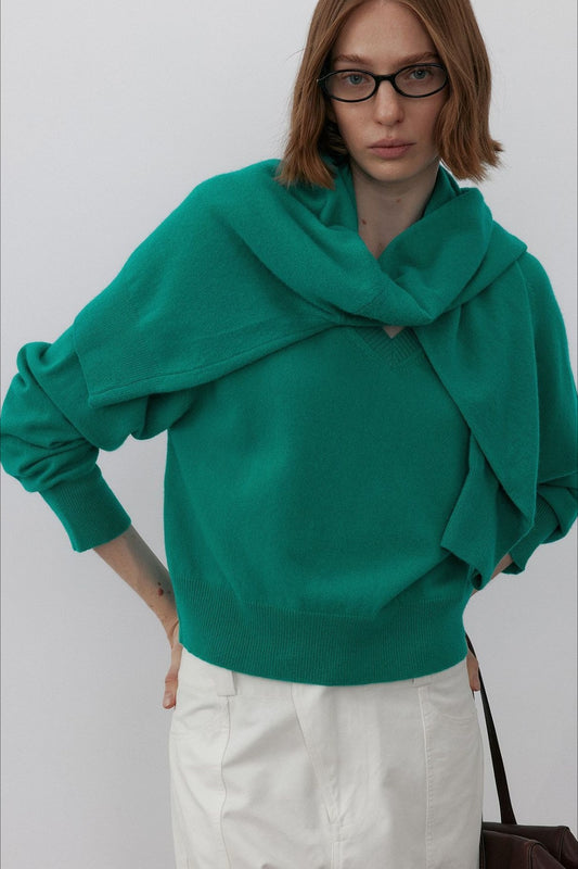 100% wool loose fit v-neck sweater | 2 color