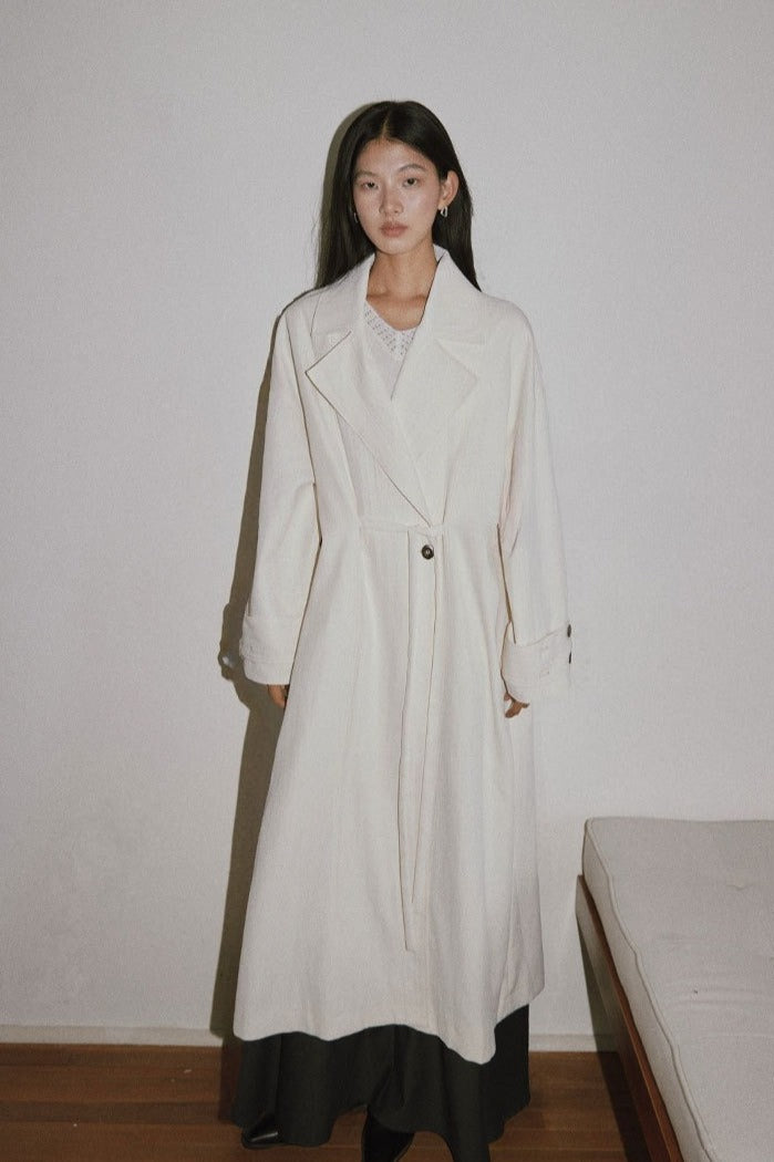 Mid-length waist blet drape trench coat | 3 color