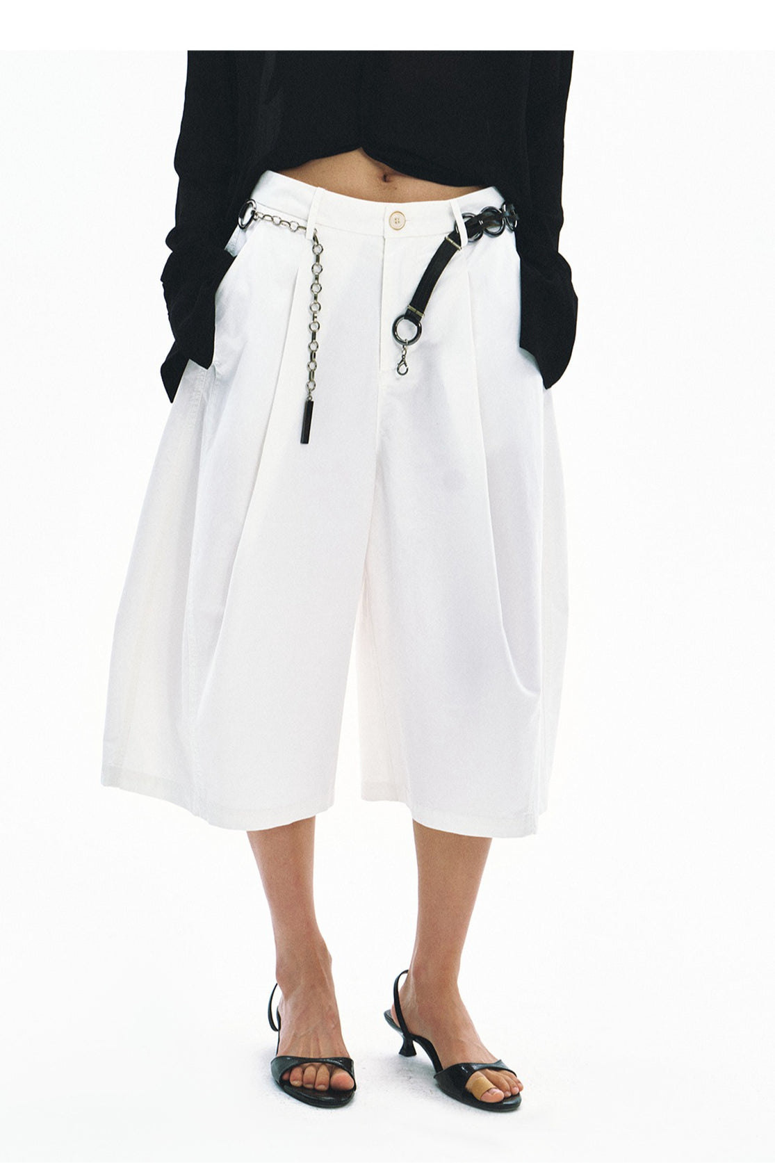 Cotton-blend cocoon balloon cropped pants | 2 color
