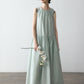 Cotton blend pleated A-line sleeveless dress | 4 color