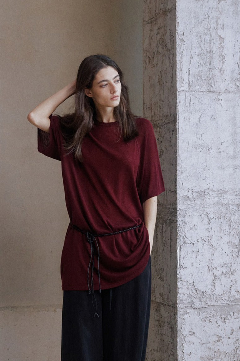 Wool blend relaxed fit raglan sleeves T-shirt | 3 color