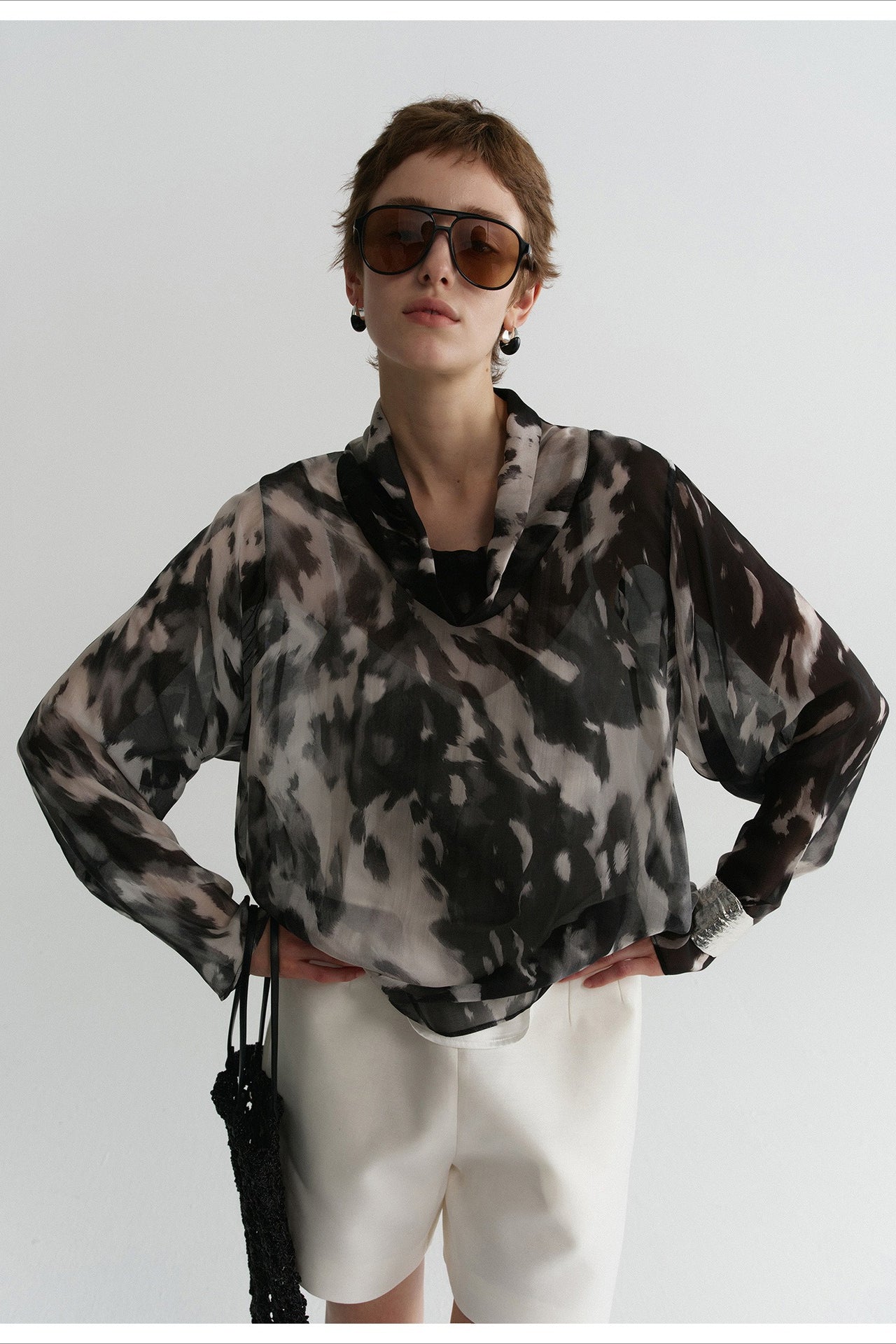 Ensemble haut léopard en mélange de soie | 2 coloris