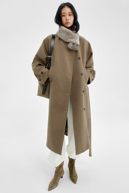 Relaxed fit stand collar silhouette trench coat