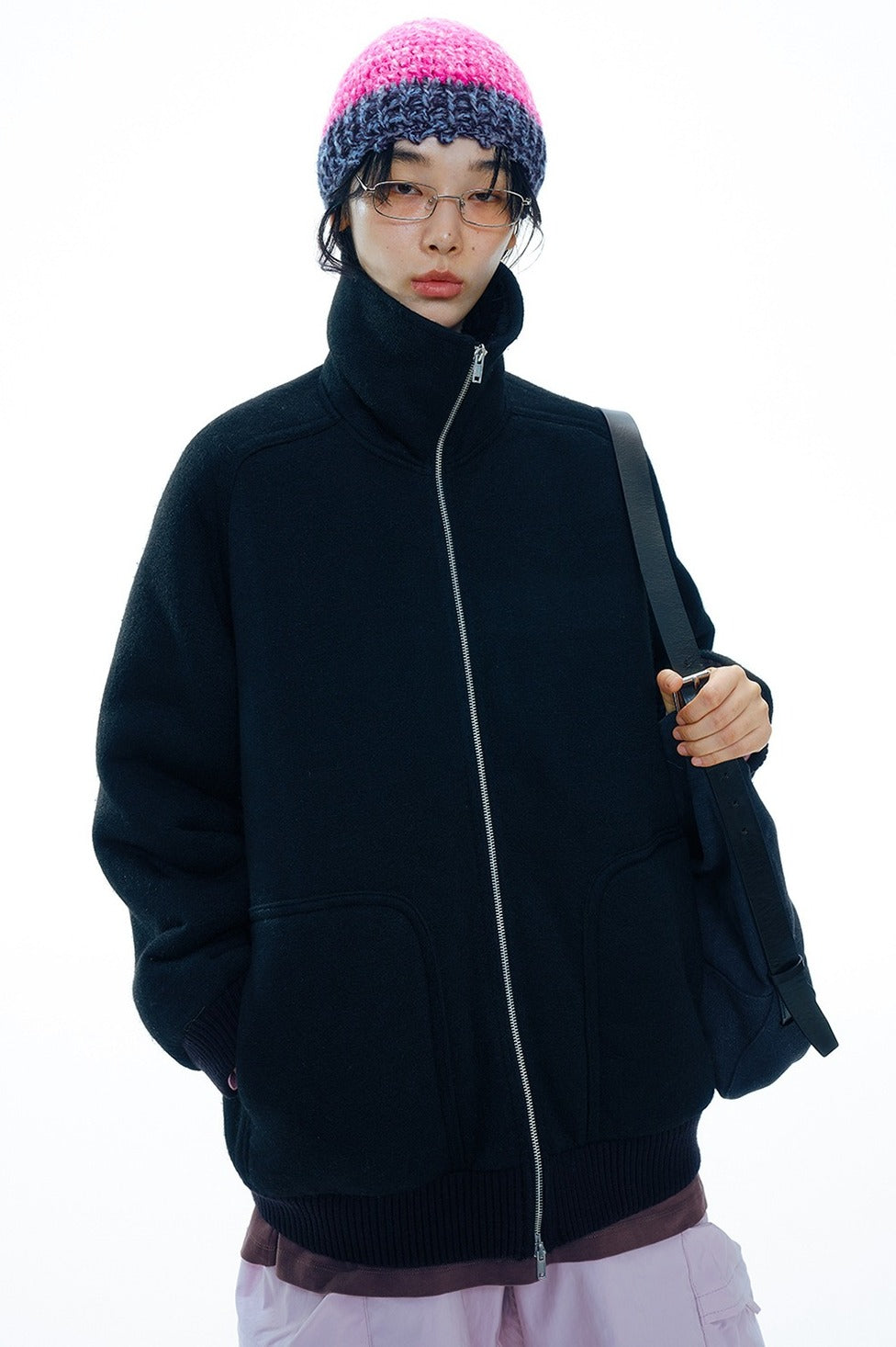 Plush wool-blend “pearl-fleece” oversized jacket | 2 color
