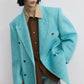 Wool & rabbit fur & silk luxurious oversized blazer | 4 color