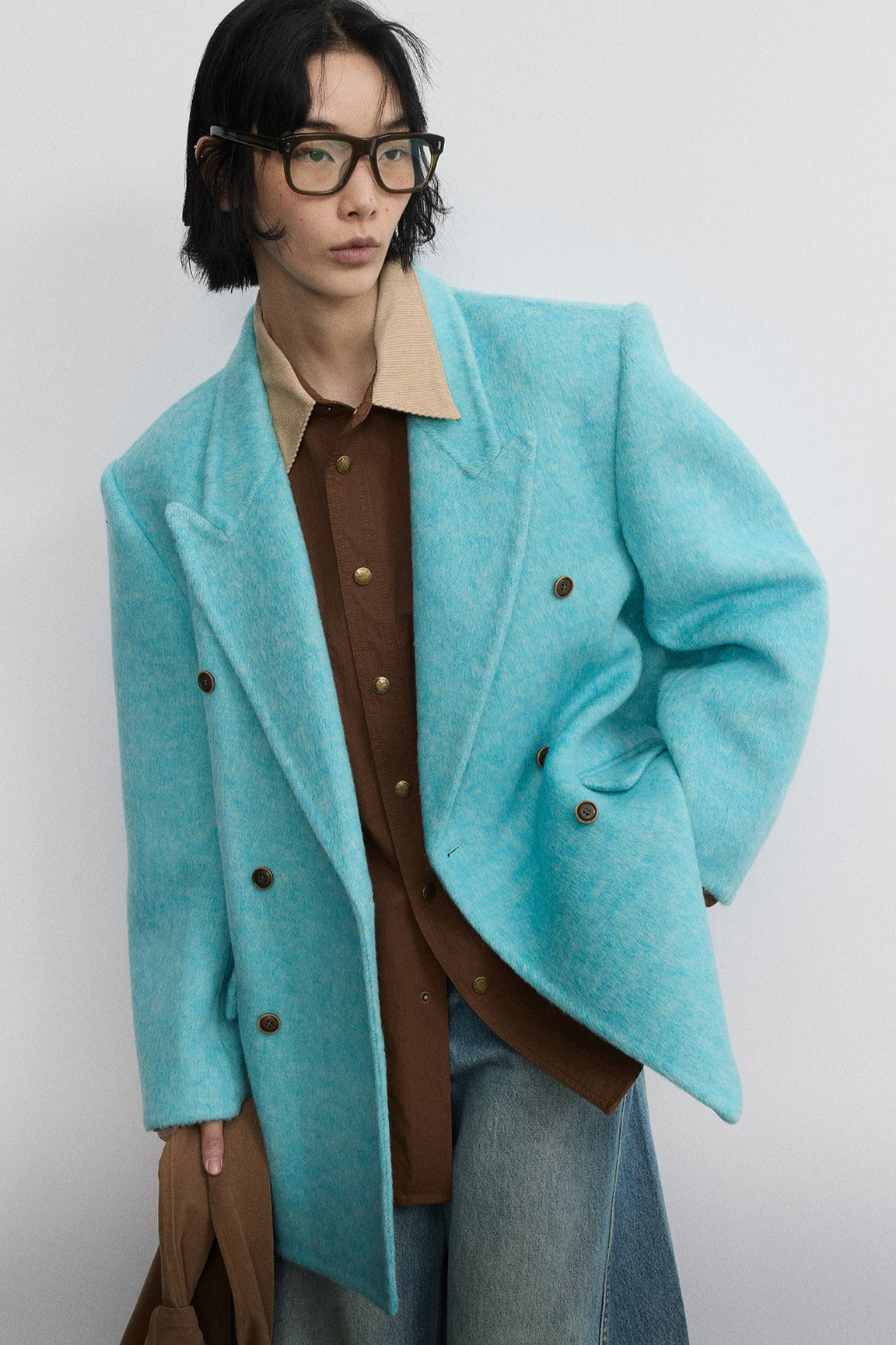 Wool & rabbit fur & silk luxurious oversized blazer | 4 color