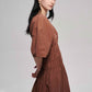 Customizable Pleated waist puff-sleeved dress | 2 color